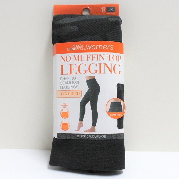 Size L/XL Women's No Muffin Top Shaping Seamless Leggings in Black Camouflage - Picture 12 of 13